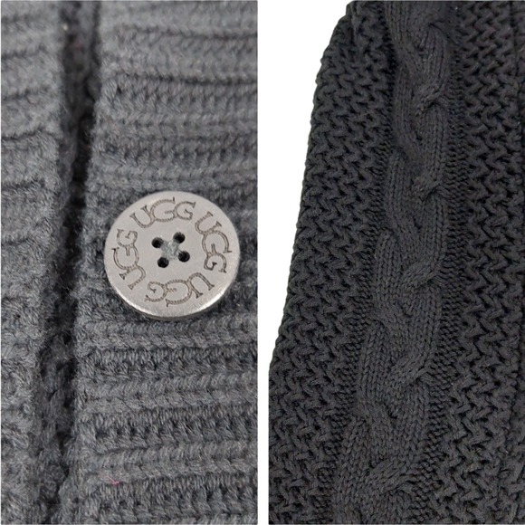 UGG Black Maribeth Cocoon Cape Ribbed Cable Knit Cardigan - Picture 10 of 12